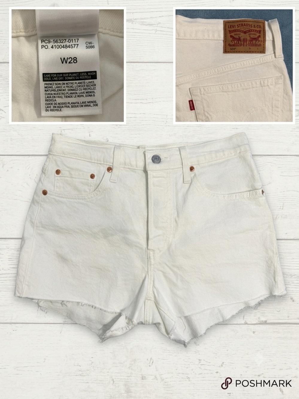 Levi's White Denim 501 Shorts